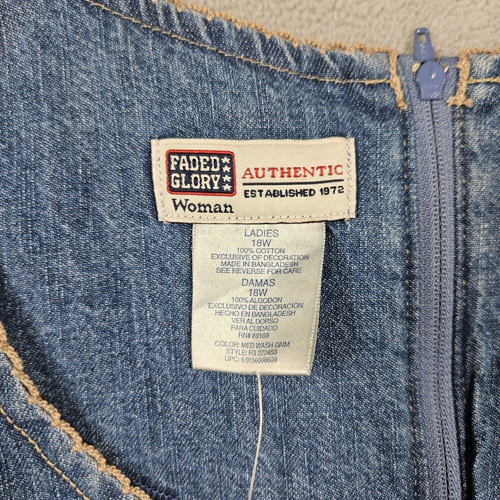 Vintage FADED GLORY Denim Dress Size 18W Lace Up 90s Y2K Western Country - Picture 3 of 8